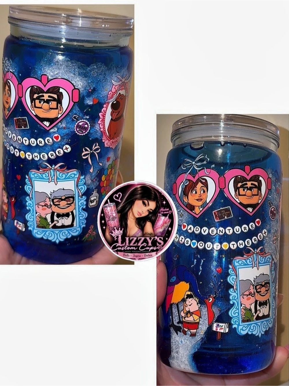 Lizzy's Blue & Pink Cartoon Print Jar